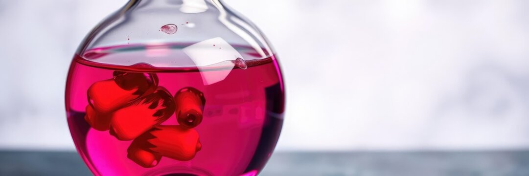 Fancy colored elixir in a fancy glass vessel, refinement, premium
