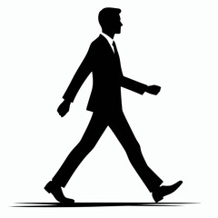 Businessman Walking Silhouette in black on a white background