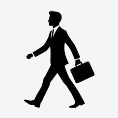 Businessman Walking Silhouette in black on a white background