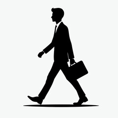 Businessman Walking Silhouette in black on a white background