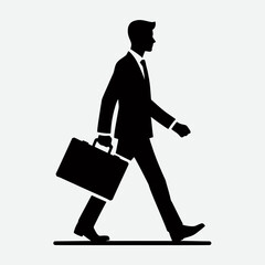 Businessman Walking Silhouette in black on a white background