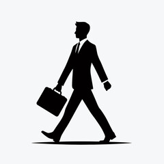 Businessman Walking Silhouette in black on a white background