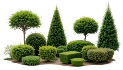 Ornamental Shrubs and Topiary Collection: Boxwood, Japanese Holly, and Dwarf Alberta Spruce for Elegant Landscaping