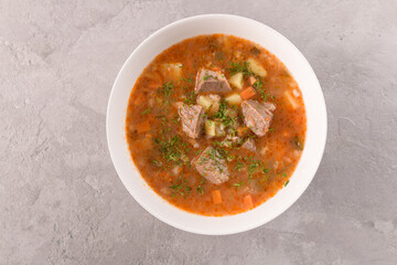 delicious soup in a white plate