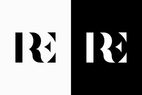 letter RE logo design vector