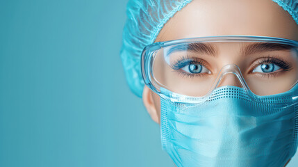 Medical professional wearing protective gear and mask