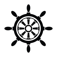Obraz premium Ship wheel vector illustration. Maritime helm with classic design, encircled by a decorative frame for nautical themes, logos, and marine .