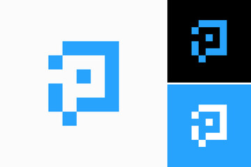 Obraz premium pixel with letter P logo design vector