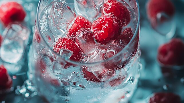 Refreshing gin cocktail with raspberries and ice. Ginuary celebration, gin drinks and lively moments