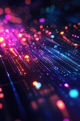Abstract data flow, vibrant lights, digital stream, futuristic background, tech concept