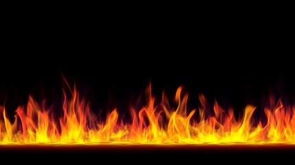 Fire flames on black background