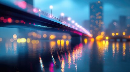 Night City Bridge Reflection