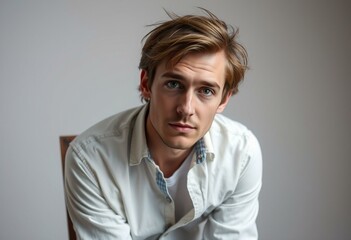 Portrait of a relaxed male with disheveled hair