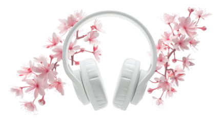 White headphones 3D render icon isolated on white background