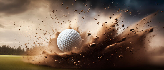 Golf, golf ball in a dynamic shot
