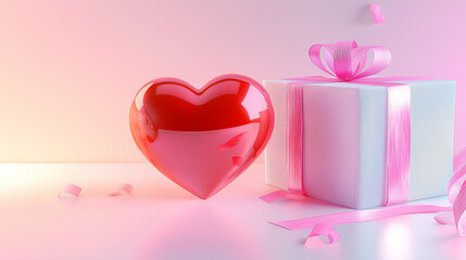 Valentine's day gifts with hearts and copyspace, saint valentine and love background concept, blank space