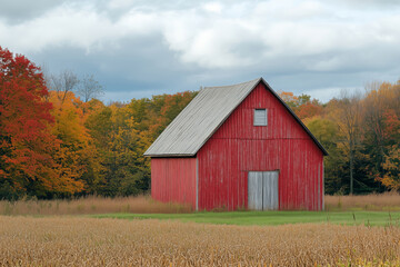 Obraz premium Countryside marvels along a peaceful trail in autumn colors