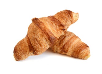 Fresh and tasty croissant over white background