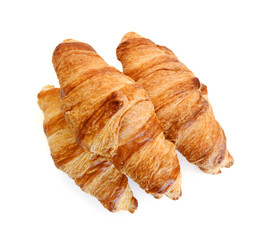Fresh and tasty croissant over white background