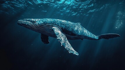 Fototapeta premium Protecting marine biodiversity blockchain solutions for whale conservation underwater ecosystem digital management