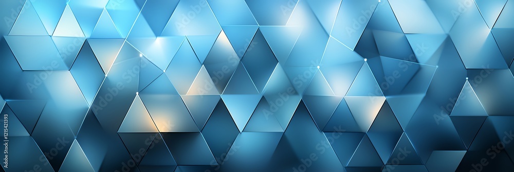 Poster abstract geometric background featuring a blend of blue triangular shapes, perfect for digital desig