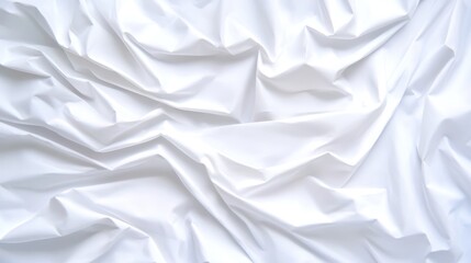 Fototapeta premium White Creased Paper Texture Background - Abstract image of crumpled white fabric, symbolizing purity, simplicity, serenity, elegance, and minimalism.