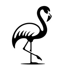 Exquisite Vector Silhouette of a Flamingo, Capturing the Majestic and Graceful Appearance of This Elegant Bird, Perfect for Bird Art, Nature Designs, and Tropical Illustrations, Isolated on a Crisp Wh