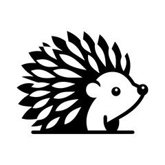 Fototapeta premium Charming and Realistic Vector Silhouette of a Hedgehog, Ideal for Pet, Wildlife, and Nature Illustrations, Featuring Its Protective Quills and Small, Cuddly Shape, Isolated on a White Background