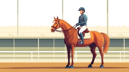 Obraz premium Rider and Chestnut Horse at the Riding Arena