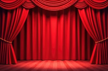 Abstract red curtains . Circus stage with red lines and spotlights. 