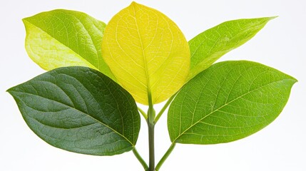 Obraz premium Vibrant Green Leaves Showcasing Varied Shades And Textures Against A Clean Background