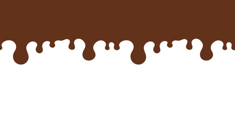 Seamless Chocolate Drip Border Design Minimalistic Abstract Brown and White Background for Creative Food Themes or Templates
