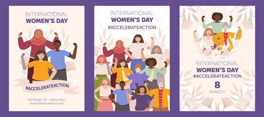 IWD 2025 Diverse Women Celebrating International Women's Day with Unity and Empowerment Themes Accelerate Action Campaign Design
