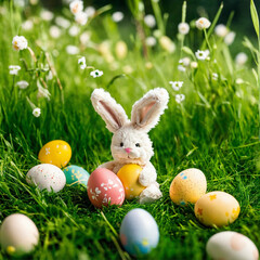 easter bunny with eggs