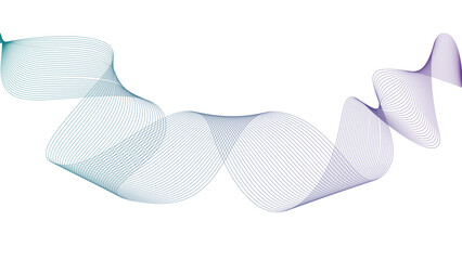 Vector curvy abstract line art wavy flowing dynamic green and purple in concept music or sound, wave, wind, information flow