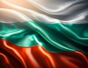Fototapeta premium Vibrant Bulgaria flag waving with luxurious satin texture - Patriotic and cultural symbol
