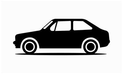 Silhouette Vector of a Compact Car - Side View Design
