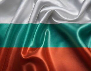 Obraz premium Vibrant Bulgaria flag waving with luxurious satin texture - Patriotic and cultural symbol
