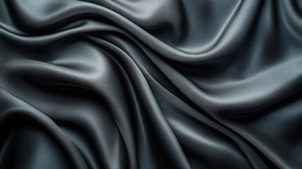 Obraz premium Draped dark gray silk fabric, studio shot, elegant background, textile design