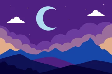 Selbstklebende Fototapeten night landscape with mountains © falgunirani