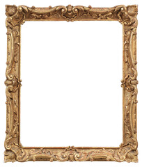 Gilded patterned frame of a painting in the Baroque style on a transparent background, in PNG...