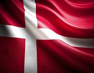 Obraz premium Vibrant Denmark flag waving with luxurious satin texture - Patriotic and cultural symbol