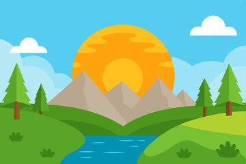 landscape with mountains and sky