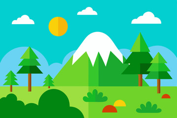 landscape with trees and mountains