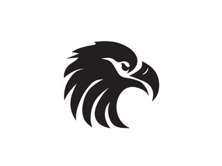 Obraz premium Logo of an eagle in black and white with a vector design. Black Eagle silhouette isolated on white background. Eagle head vector illustration.