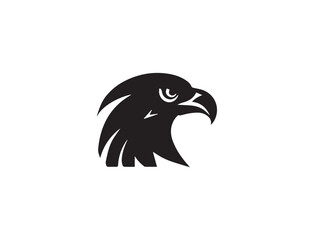 Logo of an eagle in black and white with a vector design. Black Eagle silhouette isolated on white background. Eagle head vector illustration.