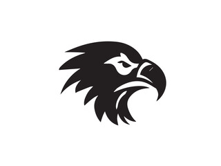 Logo of an eagle in black and white with a vector design. Black Eagle silhouette isolated on white background. Eagle head vector illustration.