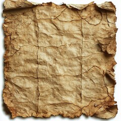 Piece of paper with a torn edge and a faded brown color