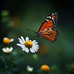 Obraz premium Monarch butterfly resting on a daisy flower