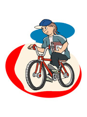 A person riding a bike vector illustration